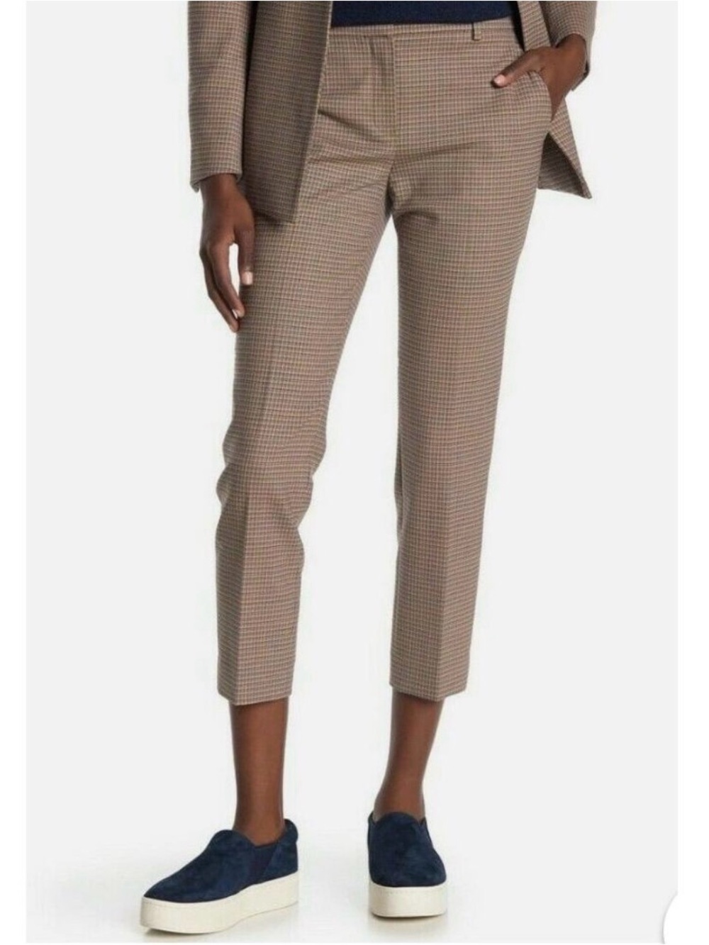 Theory Treeca 2 Portland Check Wool Blend Pants Size 6